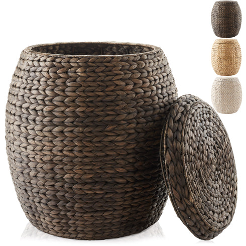 Round Water Hyacinth Storage Basket/Hamper